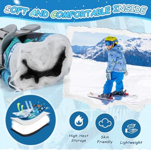 CYCLESPEED Kids Ski Gloves Waterproof Winter Warm Snow Windproof for Boys Girls Unisex 4-12 Years Snowboarding, Skiing — view 4