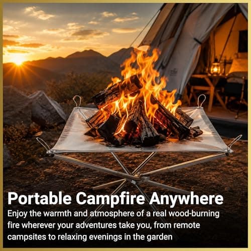 Portable Fire Pit for Camping with Heat Resistant Gloves and Carrying Bag — view 4