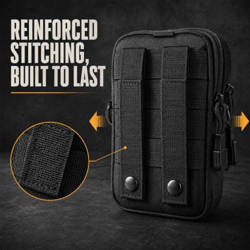 Favuit Tactical Molle Pouch Shoulder Bag for Men, Nylon Utility Crossbody Bag with Adjustable Strap, Compact EDC Belt Pouch, Multi-Pocket Outdoor Travel Waist Fanny Packs for Hiking Camping Cycling — view 3