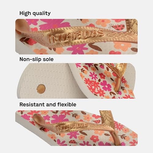 Havaianas Kids Flores Girls FlipFlop Beige/Golden,1/2 UK — view 4