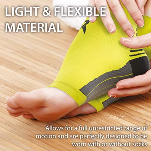 Rymora Foot Compression Socks Sleeves (Pair) (Neon Yellow) (Medium) [M] — view 6