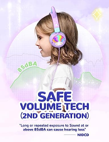 iClever HS25 Kids Headphones Toddler Girls LED Cat Ear Travel Gift — view 3