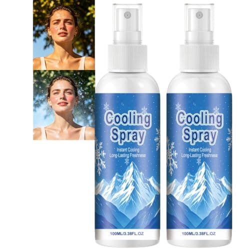 Cooling Spray for Hot Weather, Instant Cooling Spray & Mist Spray, 100ml Portable, Travel Size Body Mist, Long Lasting Heat Relief Spray for Summer Outdoor Sports (2pcs)