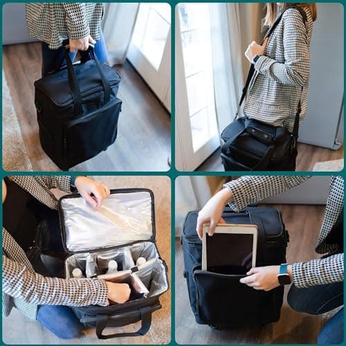 Lazenne Wine Bags for Travel - 6 Bottle Wine Bag/Wine Carrier - Wine Luggage for Professionals and Consumers. 3-in-1 Wine Tote, Rolling Suitcase and Insulated Cooler Bag with Removable Dividers — view 6