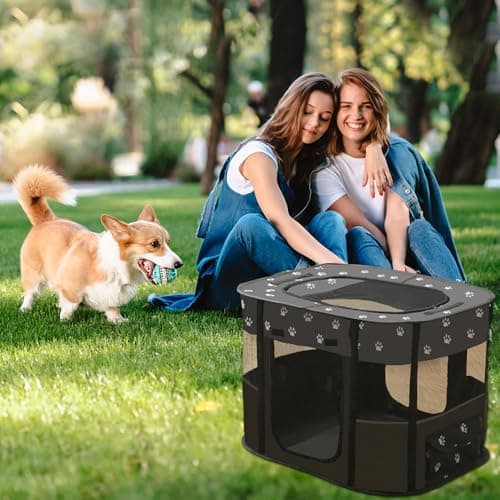 Portable Pet Playpen/Soft Dog Crate,Cat Carrier Large Playground for Puppy Carrier/Rabbit Run/Kitten Cat Indoor Outdoor Travel Camping Use 70X55X45CM (S,Black) — view 3