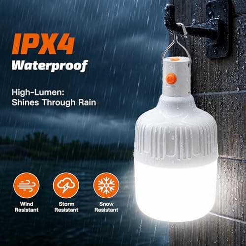 2 Pack Camping Lights, 600 Lumen Hanging Camping Lantern, 3 Lighting Modes LED Camping Lamp, Portable USB Rechargeable Waterproof Tent Light for Outdoor, Emergency, Power Cuts — view 6