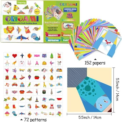 hapray Origami Set for Kids 5-12, 152 Sheets, 72 Patterns & Guide — view 2