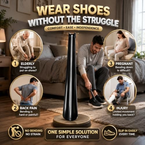 ATKIN BROTHERS Shoe Horn Long Handled Long Shoe Horn Helper Plastic Shoehorn for Men Women with Comfort Grip Long Shoe Horns Flexible Travel Extra Long Shoe Horn for Elderly Long Small Black (2 Pcs) — view 5