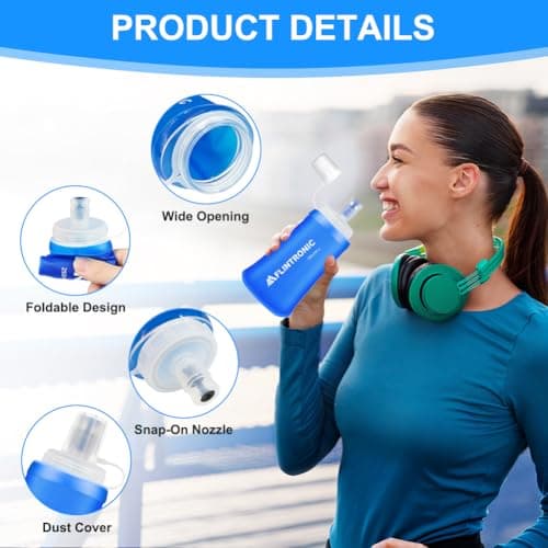 flintronic 2PCS Soft Flask TPU, 250ML Collapsible Water Bottle, Lightweight Soft Water Bottle for Unisex Hydration, BPA-Free, Leakproof Foldable Water Bottle for Running, Cycling, Climbing — view 3