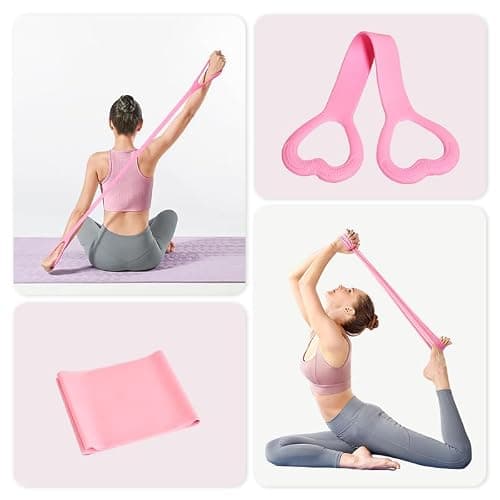Home Pilates Essentials Kit for Women, with 5 Resistance Bands - Pink Magic Circle Pilates Kit for Home Toning, Includes Yoga Ball, Stretch Strap & Gym Bag (13-Piece Complete Starter Set) (Pink) — view 6