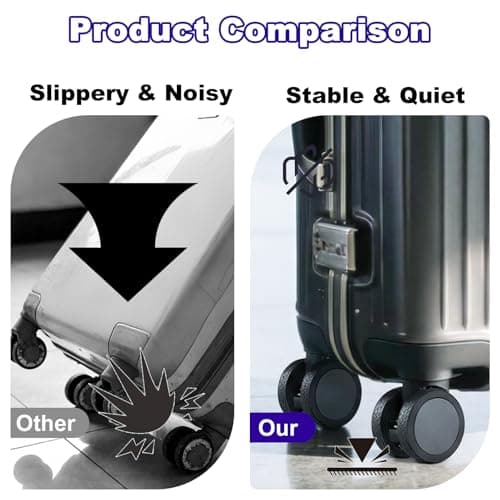 Peaflew 8 Pcs Suitcase Wheel Protectors, Enduring Silicone Luggage Wheel Protectors for 2-2.7'' Wheels, Anti-Noise Suitcase Wheels Covers Protectors for Carry On/Travel Suitcase Wheel (Black) — view 6