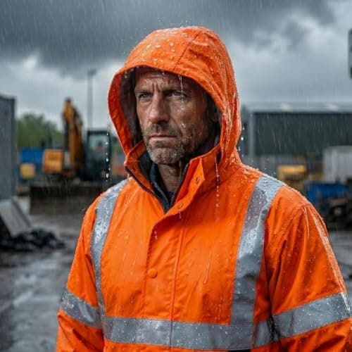 Hi Vis Waterproof Rainsuit 2 Piece Jacket & Trousers Set – High Visibility Workwear Safety Rain Suit Overalls Protective Clothing Outdoor Work Unisex Lightweight Synthetic Waterproof Orange L — view 5