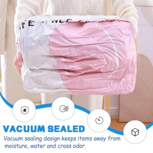 XQMMGO 2 Pack No Pump Vacuum Storage Bags, Large Cube Vacuum Pack Bags for Clothes and Duvets, Space Saver Compression Bags for Travel, Wardrobe and Under Bed Storage (70x50x30cm) — view 5