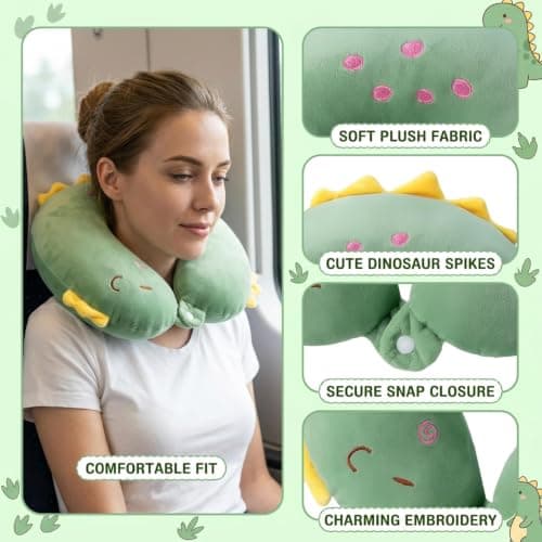 KYEDGC 1Pcs Travel Pillow, Dinosaur Cartoon Neck Support for Travel and Office Use, U-Shape Design for Airplane and Car Journeys, Measuring 30x28 cm for Comfortable Neck Support During Long Trips — view 3