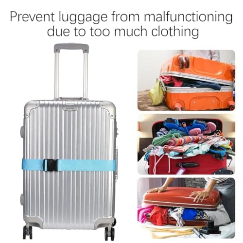 Luggage Straps for Suitcases Strap Suitcase Belts, Heavy duty Luggage Straps, Adjustable,Premium Accessory for Travel Bag Closure (Blue, 4pcs) — view 5
