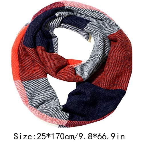 LA HAUTE Women's Checkered Infinity Loop Scarf with Zipper Pocket Secret Hidden Pocket Travel Cashmere Snood Shawl — view 3