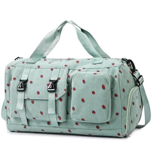 unisoul Corduroy Sports Gym Bag for Women Girls with Shoes Compartment
