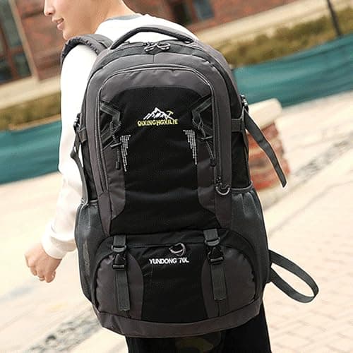 NTUOCAW 70L Waterproof Hiking Backpack Large Camping Rucksack for Men Women Lightweight Travel Backpack Black Trekking Backpack for Outdoor Sports Hiking Cycling Climbing Mountaineering — view 6