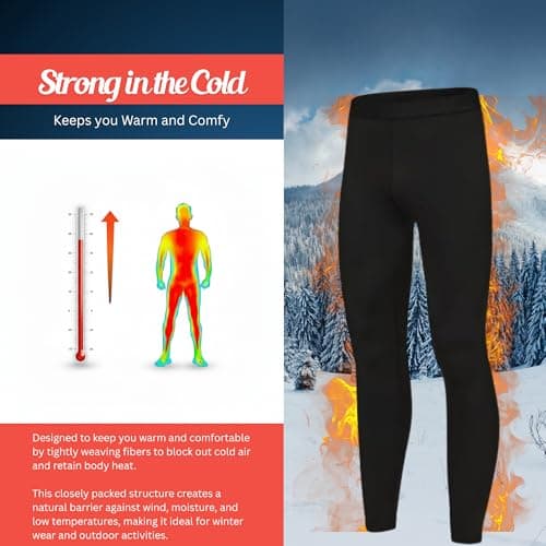 Men’s Thermal Underwear Pants Base Layer Leggings – Warm Long Johns for Cold Weather, Winter Sports, Running, Hiking, Skiing & Outdoor Activities (UK, Alpha, XL, Regular, Regular, White) — view 5