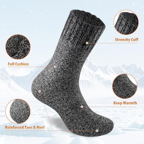 SockWaddles Thermal Socks for Men, 5 Pairs Thick Wool Warm Socks, Breathable and Moisture-Wicking Walking Boot Winter Sock for Outdoor Hiking Sport 7-11 — view 5