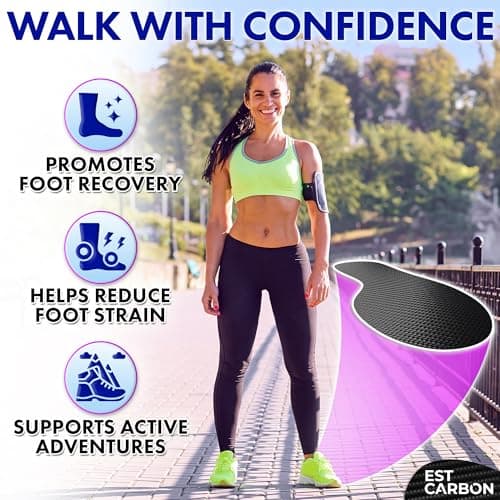 EstCarbon - Carbon Fibre Insole - 1 pc, UK Size Men 8-8.5, Women 9.5 - Unisex Orthotic Shoe Insert - Stiff Foot Plate - Turf Toe, Hallux Rigidus, Flat Feet, Plantar Fasciitis, Mortons Extension — view 3