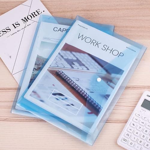 MIETONG 5 Pieces Folders for Documents - A4 Popper Wallets A4 Folders Plastic Document Folder Transparent Colours Plastic Envelopes with Snap Closures for School and Office — view 5