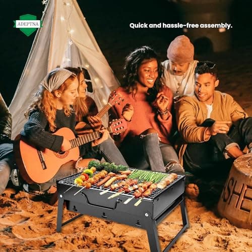 ADEPTNA Portable Folding Charcoal BBQ Table top Grill - Ideal for Garden, Camping, Travel, Picnic, Outdoor Parties and More — view 5