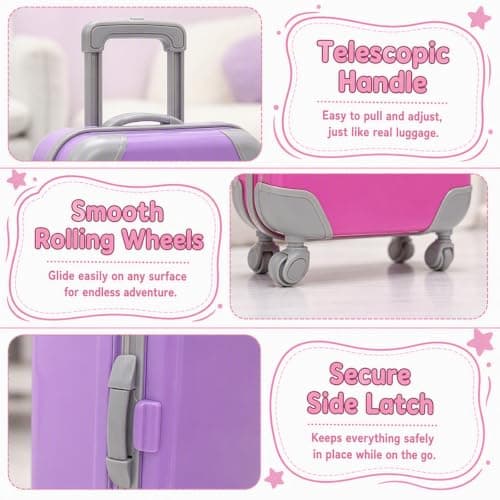 PYuWejn 2 Pcs Mini Suitcase, Suitcase Model, Purple and Magenta — view 3