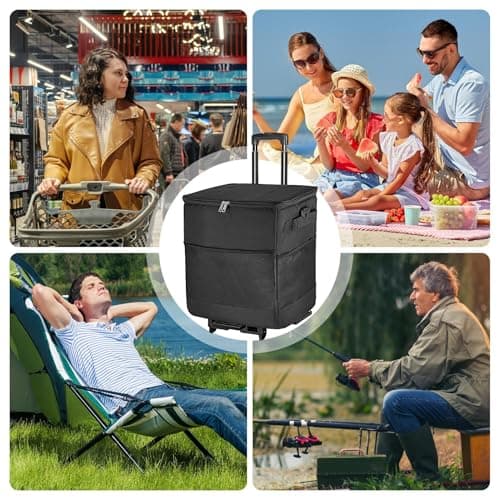 Rolling Cooler Portable Leakproof Insulated Waterproof Reusable Wheeled — view 4