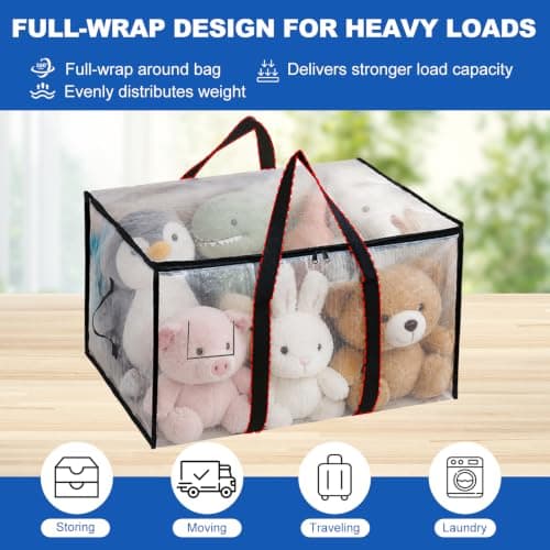 6 Pack Clothes Storage Bags with Zips, 94L Heavy Duty Clear Moving Bags — view 5