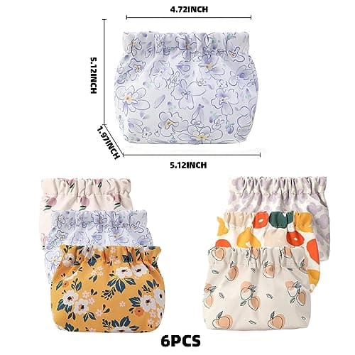 MFCGHXR 6 PCS Pocket Cosmetic Bag, Self-Closing Shrapnel Small Makeup Pouch, Waterproof Travel Makeup Cosmetic Pouch, for Handbag Purse Earphones Coin Lipstick Cosmetic Accessories Organizer — view 2