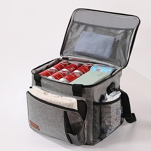 25L Cooler Bag Thermal Insulated Picnic Family Lunch Bag Waterproof Cool Bags Large Shopping Bag for Beach Picnic Camping Travel Grey — view 3