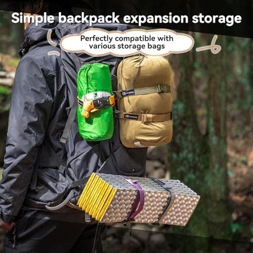 HIKEMAN Tactical Rush Tier System - Adjustable Molle Backpack Straps,Fastening Straps with Buckle Clips,Outdoor Compression Bundling Strap,Expansion Module Accessory Luggage Strap (Army Green) — view 2