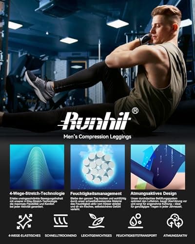 Runhit Mens Compression Pants with Pockets, Sports Base Layer Trousers, Thermal Tights Cycling Leggings for Running Training White M — view 5