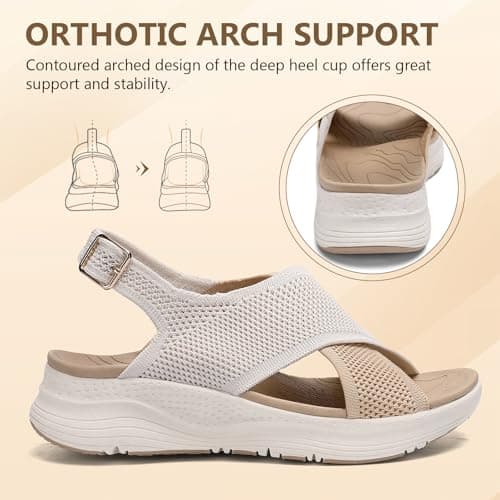 Hanani Womens Orthopedic Sandals Adjustable Strap Sandals Arch Support Ladies Summer Wedge Slingback Sliders Platform Walking Shoes Washable Slide Sport Girls Casual Thick Bottom Beach Shoes — view 5
