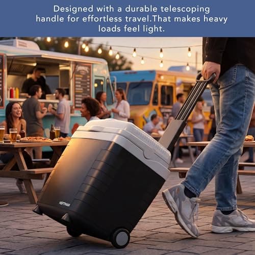 HEFTMAN 28L Electric Cooler Box with Wheels - Electric Cool Box 12V 240V — view 6