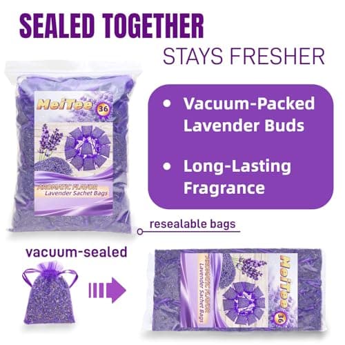 36 Pack French Lavender Sachets Fresh Scent for Closets Drawers Car — view 6