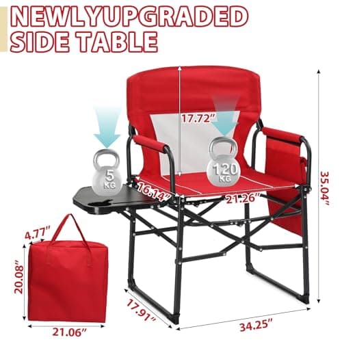 Bonnlo Camping Chairs for Adults Heavy Duty, Folding Directors Chair (2pc) — view 2
