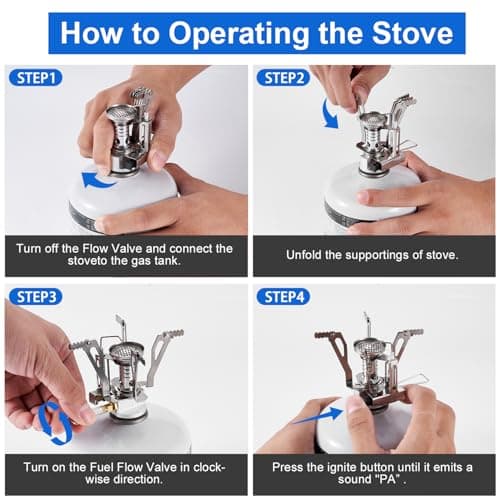 Odoland Camping Cookware Mess Kit with Stove, Lightweight Outdoor Pot Pan Kettle with 2 Cups, Fork Spoon Cookware Set Carabiner Backpacking Picnic Gear for Trekking and Hiking for 2 People — view 6