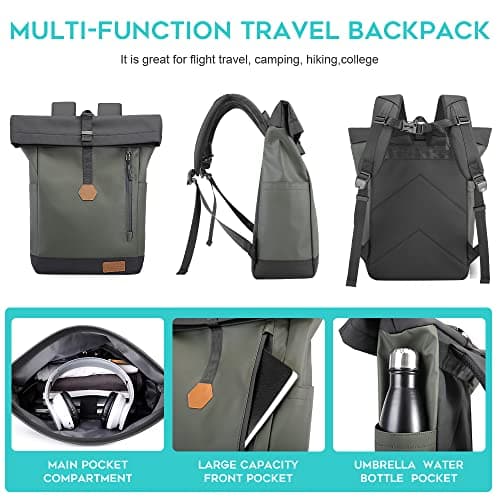 BanGe carry on Backpack fit 15.6 Inch Laptop Backpack Waterproof for Men and Women travel Backpack Cabin Size for Airplanes (green), 44x30x28 CM — view 3