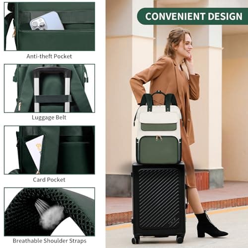 BERTASCHE Lunch Backpack for Women, Laptop Backpack with Lunch Compartment — view 5