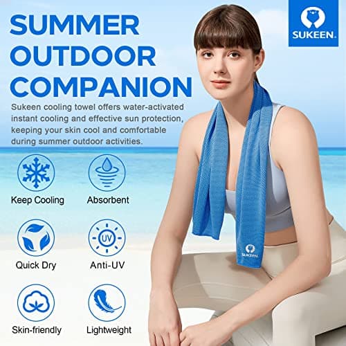 Sukeen Cooling Towel 4 Pack (40"x12"), Cooling Towels for Neck,Cool Down Towel,Soft Breathable for Golf,Sport,Running,Gym,Workout,Camping,Fitness,Workout & More Activities — view 2