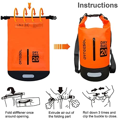Blackace arteesol Waterproof Dry Bag 5L 10L 20L 30L Waterproof Bag with Long Adjustable Handle for Kayaking Boat Excursion Canoe/Fishing/Rafting/Swimming/Snowboarding — view 3