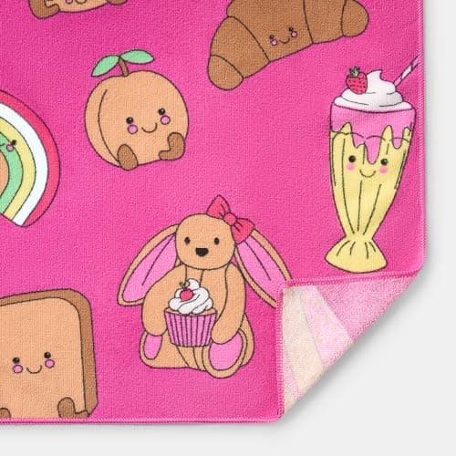 OHS Large Beach Towel Sweetie Pies, Super Soft Quick Dry Sand Free Beach Towels for Adults Kids Lightweight Compact Travel Pool Swim Summer Essentials Microfibre Towel, Magenta - 71 x 152cm — view 5