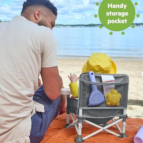 Bright Starts Pop 'N Sit Portable Booster, Indoor/Outdoor Use, Floor Seat with Feeding Tray, Grey, 6 Mos - 3 Yrs — view 6