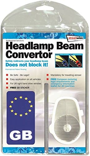 Streetwize Beam Deflectors - Universal Headlight Converter Kit for European Driving, Headlamp Beam Adaptors for Cars, Vans & 4x4s with Magnetic UK Badge & Travel Guide SWTT92