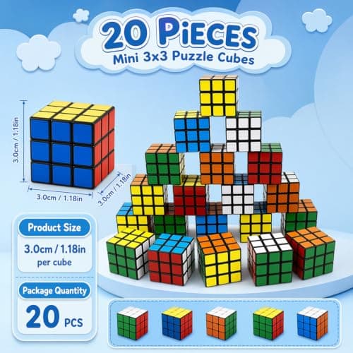 20Pcs Mini Rubix Cube Set, 3x3 cm Small Puzzle Blocks for Party Bag Fillers, Rewards and Travel — view 2