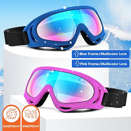 EasYoung 2-Pack Ski Goggles for Kids, Teens, Youth, Boys, Girls, Men and Women - Compatible Snowboard and Motorcycle Goggles, Wind Resistance — view 2
