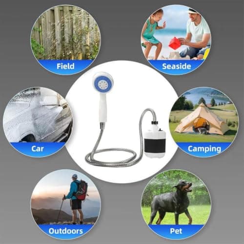 Portable Outdoor Shower, Camping Shower with Showers Pump, Built-in 1500mAh Battery, Electric Handheld Rechargeable Showers for Camping, Travel, Dorm, Van Life and Beach Trips — view 6