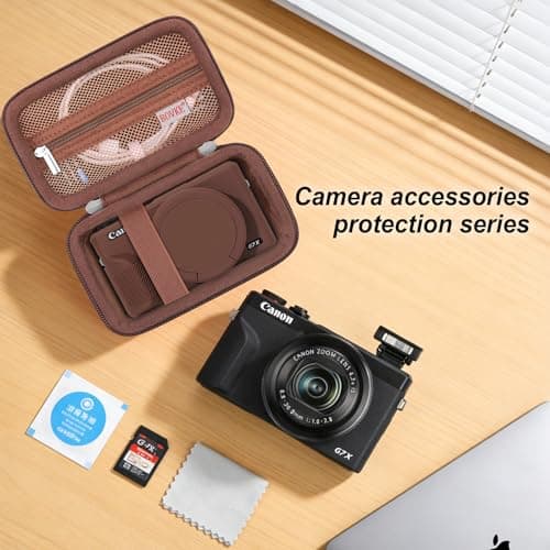 BOVKE Hard Case + Silicone Cover for Canon Powershot G7 X Mark III, Brown — view 6